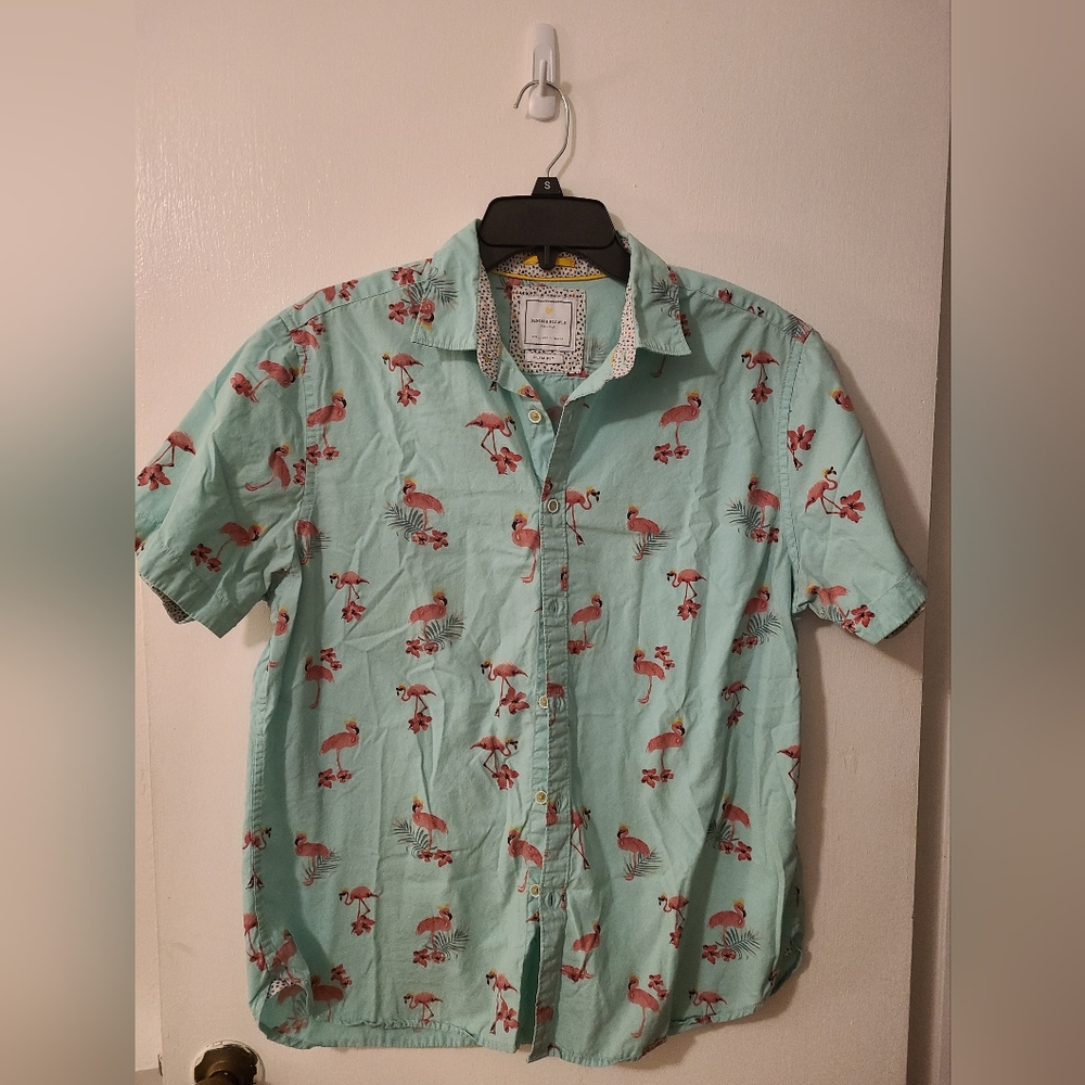 DENIM & FLOWER RICKY SINGH SLIM Flamingo button up